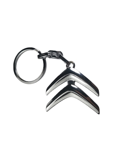 Citroen Uyumlu Logolu 3D Krom Anahtarlık