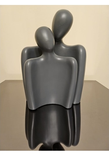 Soyut İnsan Figürlü 2'li Antrasit Biblo