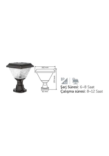 İnoled Solar Güneş Enerjili Bahçe Armatür Set Üstü 200lm 30w