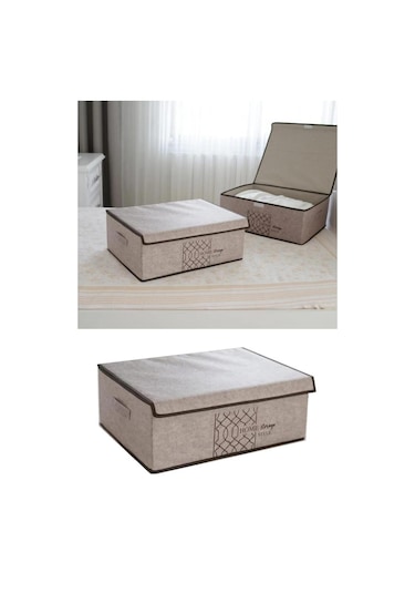 Flosoft Keçe Kapaklı Baza Hurcu, Çok Amaçlı Düzenleyici Organizer Kapaklı Kutu 50x40x19 Cm 001