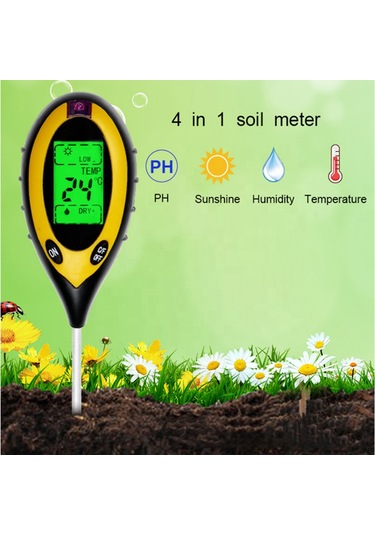 Singree Bitki Toprak Test Cihazı - 4'lü Fonksiyonlu Ph, Nem, Sıcaklık, Işık Hızlı Ölçüm Yapar 112 Karakter