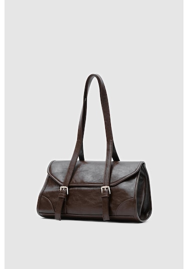 Shule Bags Calvino Vintage Baget Çanta Acı Kahve Acı Kahve