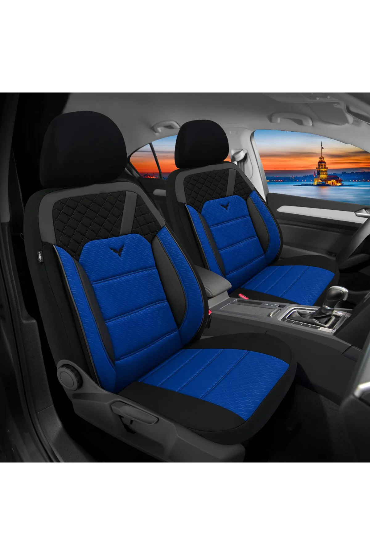 Pandami Oto Koltuk Kılıfı, Tam Set, Gofraj / Mavi Mavi