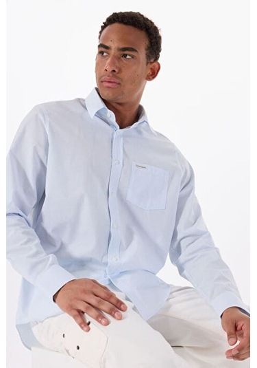 Erkek Regular Fit Tek Cepli Gömlek - Açık Mavi 4112010