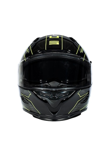 Zeus Zs-1800b Gloss Carbon Am8 Kapalı Kask Sarı - Siyah