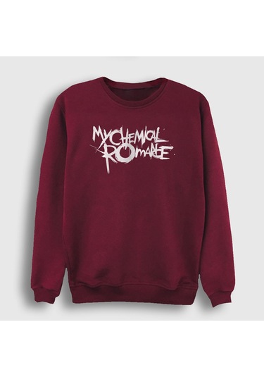 Presmono Unisex Logo My Chemical Romance Sweatshirt Bordo