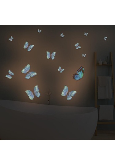 Pvc Duvar Sticker Işıklı Kelebek Duvar Sticker Yeşil