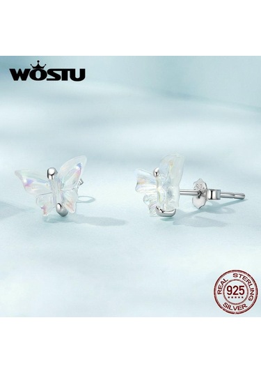 Wostu Otantik 925 Ayar Gümüş Narin Renkli Ilmek Reçine Küpe Kadınlar Takı Hediye İçin