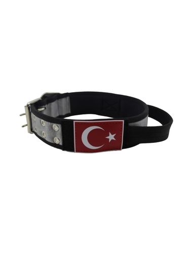 İsimli Bayraklı Elcikli Yumuşak Köpek Boyun Tasması Gri Gri - Siyah
