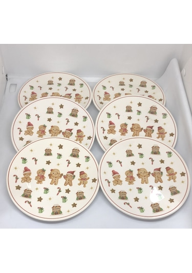 Lebron 6 Parça Gingerbread Temalı Pasta Tabağı Seti 16 Cm Çok renkli