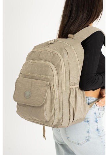 Ultra Hafif Çok Cepli Su Geçirmez Sırt Çantası Unisex Vizon Model: 571-2a - Vizon