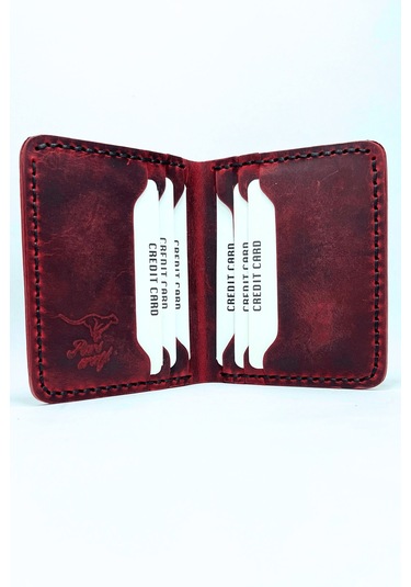El Yapımı Hakiki Deri Premium Cüzdan Kırmızı