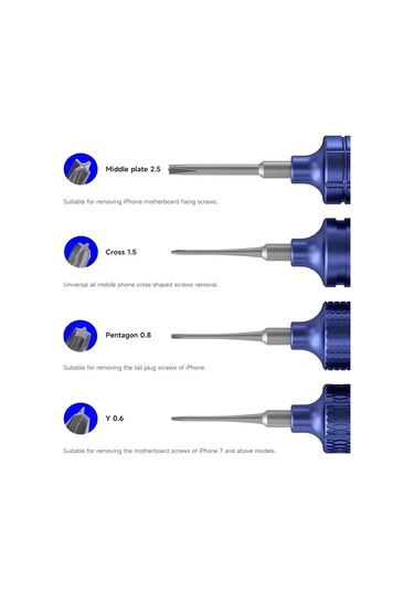 Honeybeeshop Mavi Yüksek Sertlikte İphone Tamiri İçin 4ü 1 Arada Manyetik Hassas Tornavida Takımı