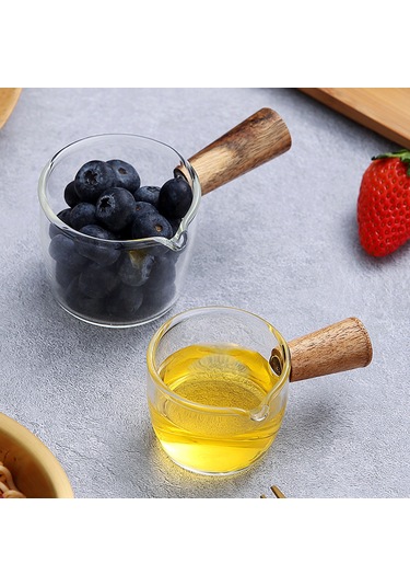 Kangvka Ahşap Saplı Cam Ölçü Kupa, 50ml Kahve Ve Süt Ölçümü, Isı Dayanıklı, Ev/kafe Ofis Kullanıma Uygun Diğer