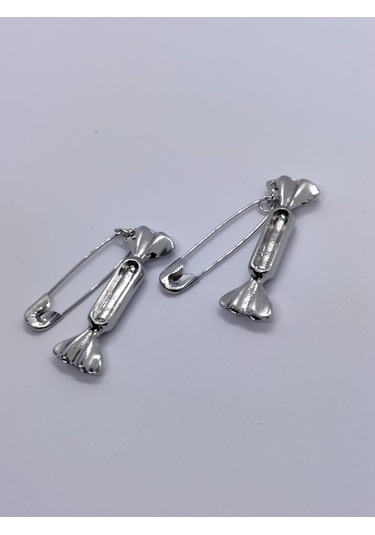 Sapphire Store Gümüş Renk Özel Tasarım Çengelli İğne Detaylı Küpe Gümüş