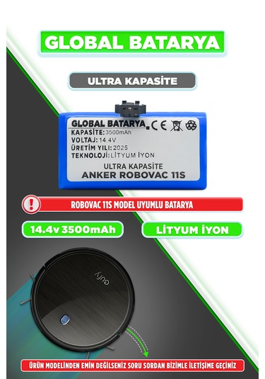 Anker Eufy Robovac 11s Uyumlu Batarya 3500mah Ultra Kapasite