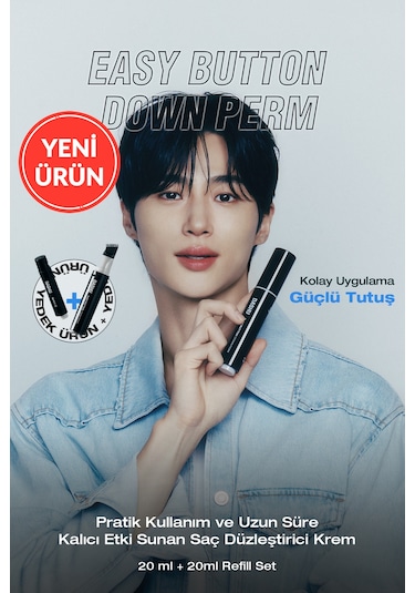 Uzun Süre Kalıcı Düzleştirici Krem For Men Easy Botton Down Perm 20ml + 20ml Refill Set