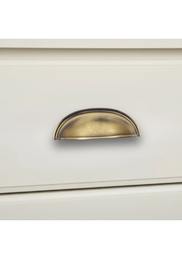 Tas Midye Çanak 64mm Antik Sarı Dolap Çekmece Vestiyer Mobilya Kulpu Metal Kulp 10 Adet Antik