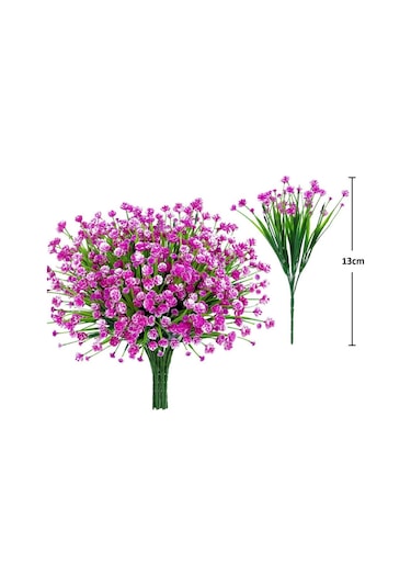 6lı Set Yapay Çiçek Sazlı Lotus Lila Renk 7 Dal Plastik 30cm