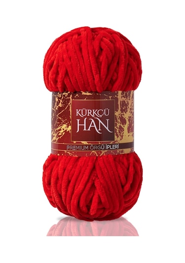 Kürkçü Han Kadife 100 G 95 M Örgü İpi Khkad Kırmızı