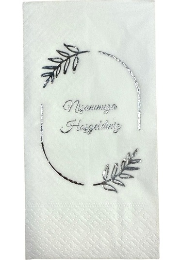 Nişan Peçetesi Gümüş Varak Baskılı 16 Adet Diğer