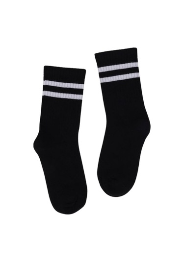 Çocuk Çorap Soket 3 Çift Unisex Beyaz-siyah-siyah-2138 Siyah