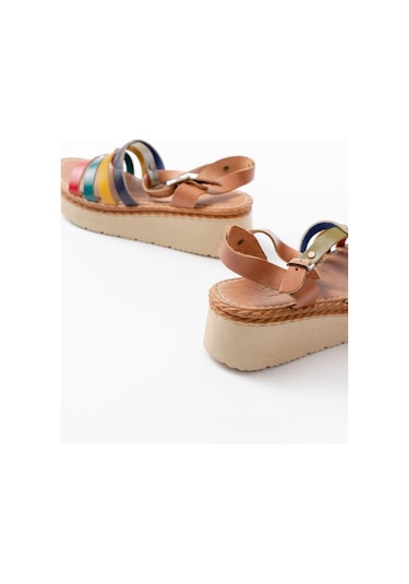 Aymood 730-142 Multi Hakiki Deri Ortopedik Taban Kadın Sandalet Multi