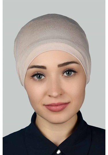 Altobeh Hazır Pratik Geçmeli Lastikli Tesettür Bone - Bej