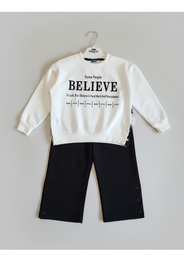Baskılı İki İp Alt Üst Takım Kız Çocuk Beyaz