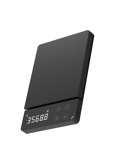 Maiyame Şarj Edilebilir Mutfak Terazisi - 5 Birimli Hassas Tartım, Led Ekran, Tarihçe Kaydı, Tare Fonksiyonu Siyah