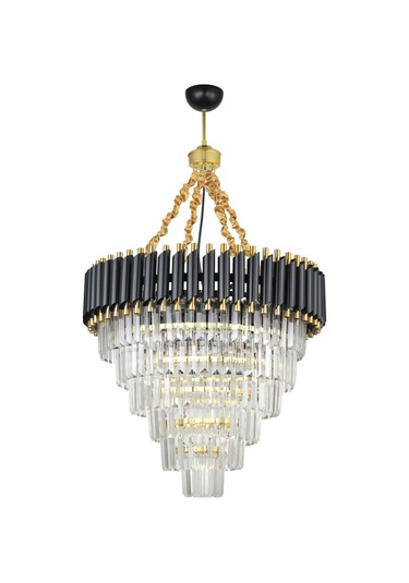 Avizemoda Palmira 60 Cm'Lik Kristal Taşlı Lüks Avize 6'Lı - (Siyah-Gold)