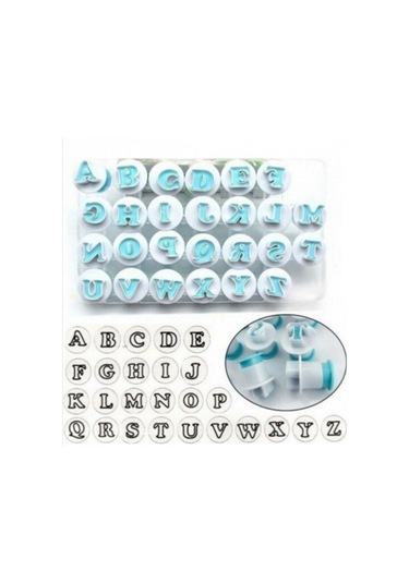 Basmalı Alfabe Set Büyük Harf Enjektörlü Kopat Şeker Hamuru Kalıbı 26 Parça Goldcakes