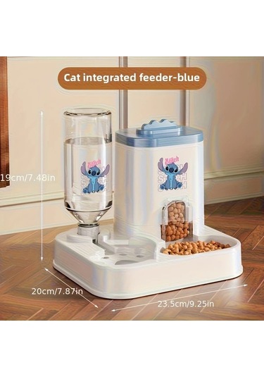 Honeybeeshop Pembe Stitch Otomatik Kedi Mama Ve Su Kabı 2si 1 Arada Programlanabilir Büyük Kapasiteli Kolay Temizlenir