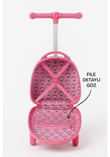 Heybee Luggages Heybee Sevimli Canavar Scooter Pembe Çocuk Valiz Diğer