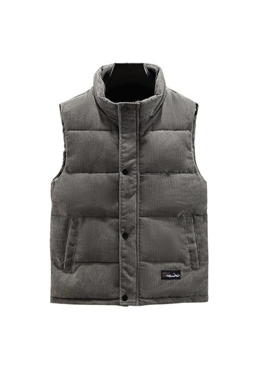 Erkek Ceket Sonbahar Sıcak Pamuk Kalın Ceket Erkek Kış Artı Boyutu Giyim Erkek Yelek Gri