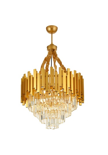 Sima 50 Cm'lik Kristal Cam Taşlı Lüks Avize - Sarı Yaldız Sarı Yaldız