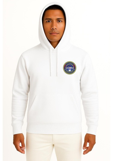 Kapüşonlu Tcg Savarona Cep Tasarımlı Unisex Sweatshirt Beyaz