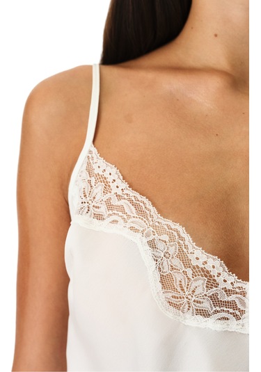 Penti Kırık Beyaz Chiffon Lace Dantel Atlet