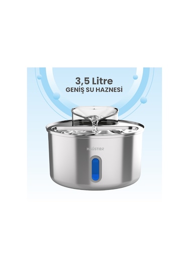 Haustier Wf009l-w Metal Tasarım Pencereli Otomatik Kedi Su Pınarı