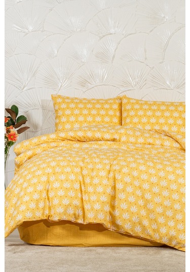 Elart Riva Nevresim Takımı Tek Kişilik Lastikli Çarşaf 160x220 Cm Sarı Sarı