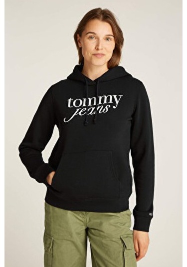 Kadın Tjw Logo Kapüşonlu Sweatshirt - Siyah Black