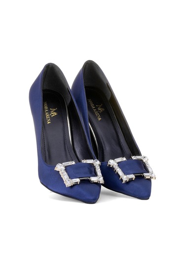 Elit Brk326s Kadın Tokalı Klasik Topuklu Ayakkabı Lacivert Lacivert