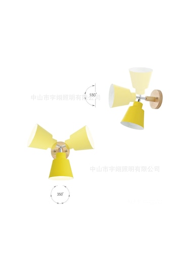 Hangfox 10cm Taban Sarı Zıplayıcı Anahtarlı Ahşap Duvar Lambası - E27 Kaynak Yok - Nordik Stili Oturma Odası Restoran Dekoratif Arka Duvar Aydınlatması Diğer