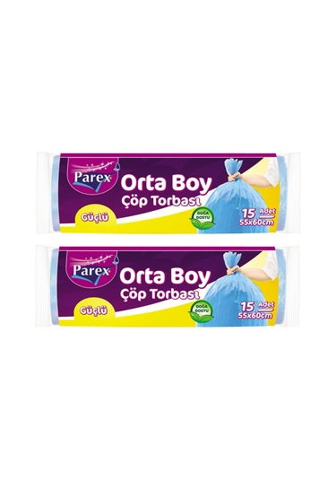 Güçlü Çöp Torbası Orta Boy 15'li 55 X 60 Cm İkili Set