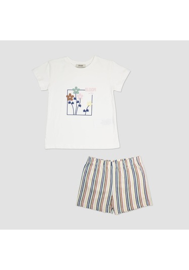 Panço Kız Çocuk Çizgi Desenli Pijama Takımı 2411gk39002-4520 001