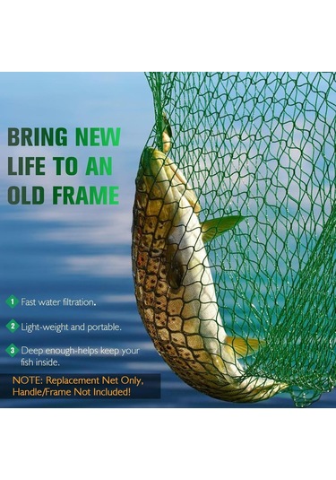 Yeşil, 40 Cm Balık Ağı, Tatlı Su, Tuzlu Su İçin Katlanabilir Balık Ağı, Sapsız