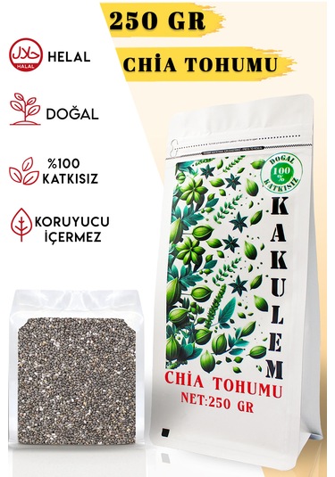 Kakulem Sertifikalı 250 Gr Glutensiz Doğal Katkısız Chia Tohumu Vegan Protein