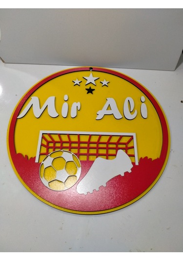 Duvar Kapı Süsü İsim Yazılı Sarı - Kırmızı