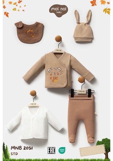 Moi Noi Baby Kirpi Desen 5'li Set Hastane Çıkışı Çok Renkli