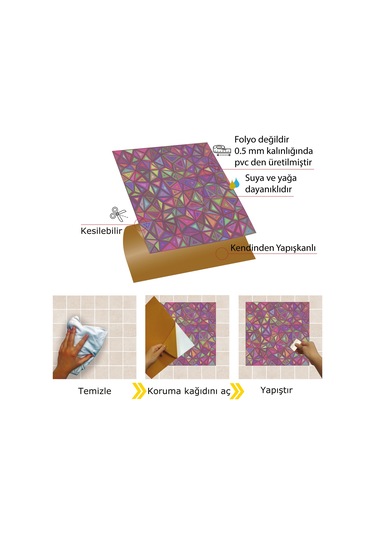 Tink KENDİNDEN YAPIŞKANLI GEOMETRİK KUŞAK DESENLİ PVC KARO 30X30 CM